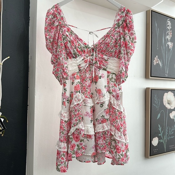 NWT For Love & Lemons Rosalyn Mini Dress - Picture 2 of 7